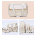 ການແຕ່ງຫນ້າ Bags ລ້າງ PVC ກັບ Zipper ຈັດການກັບ Portable